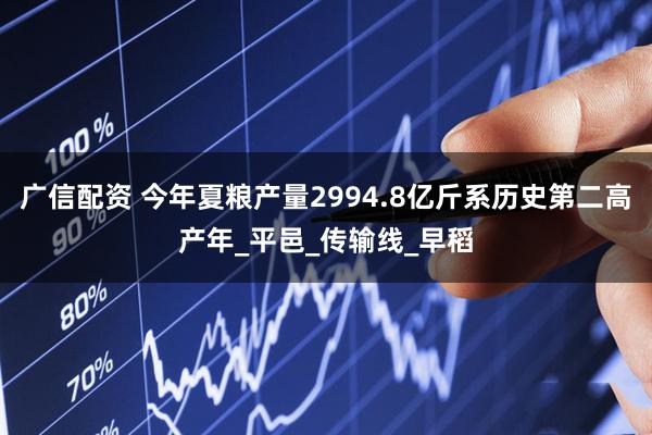 广信配资 今年夏粮产量2994.8亿斤系历史第二高产年_平邑_传输线_早稻